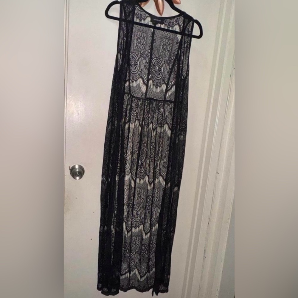 MINKPINK Black Lace Maxi with Printed Slip cover up